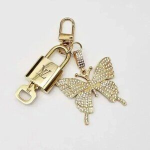 Louis Vuitton Gold Lock 🔒 Authentic LV Key + Unbranded Butterfly Bag Charm